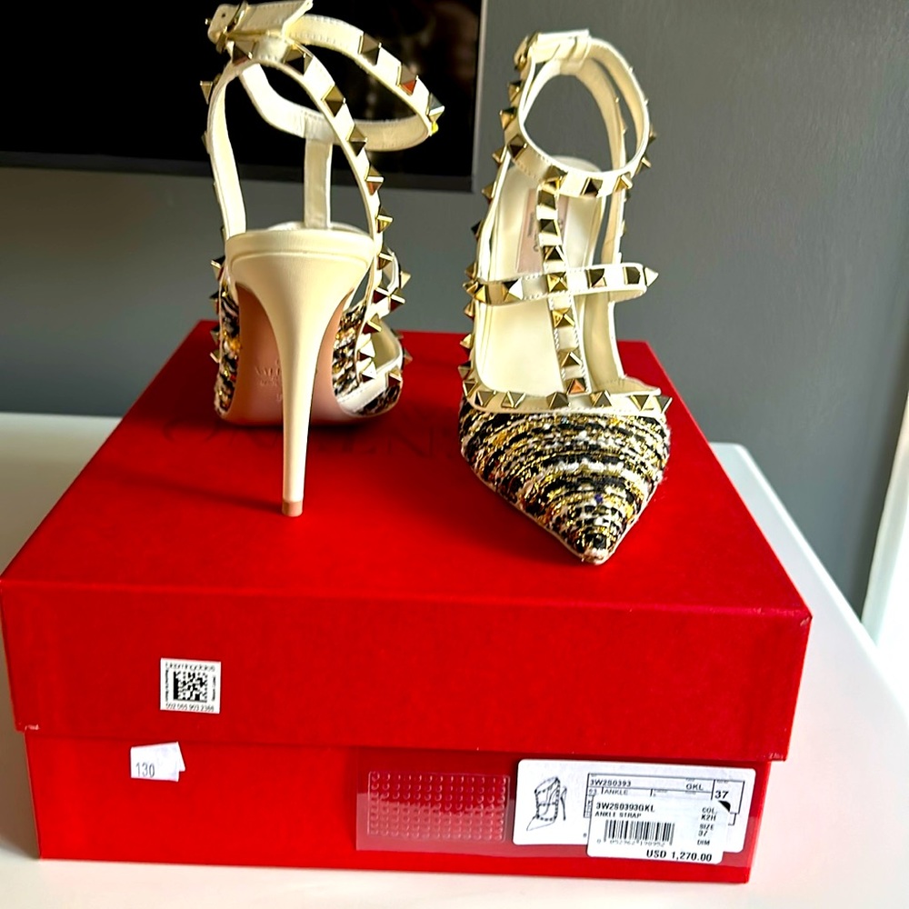 BRAND NEW never work Valentino rock stud heels.  Size 37.
